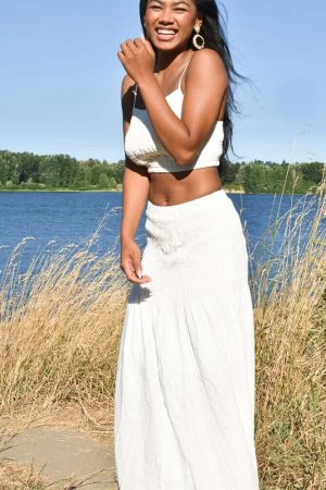 Gracie Cream Smocked Linen Two Piece Set - FINAL SALE