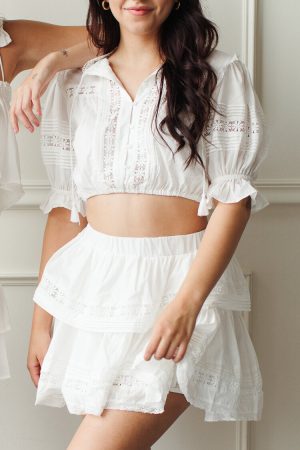 Kent White Ruffle Skirt Set - FINAL SALE