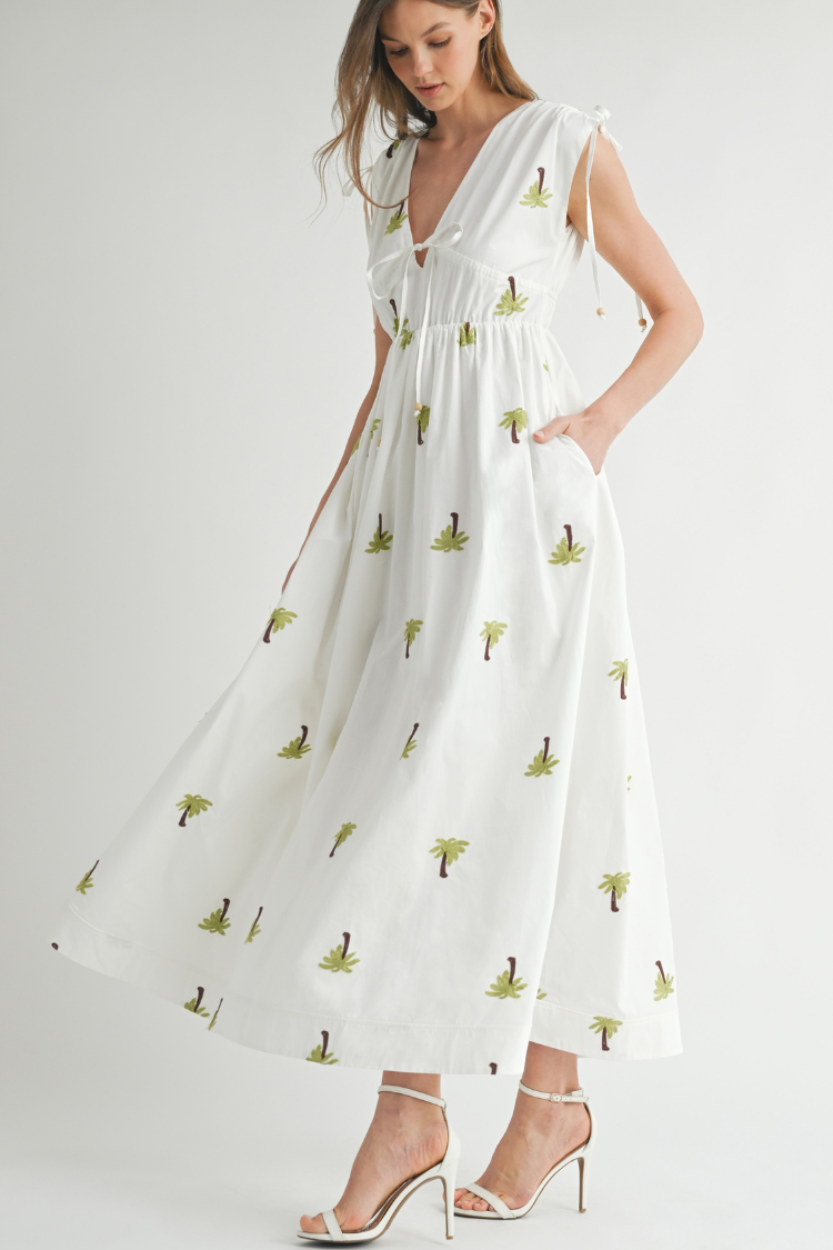 Paloma Palm Embroidered Midi Dress - Image 5