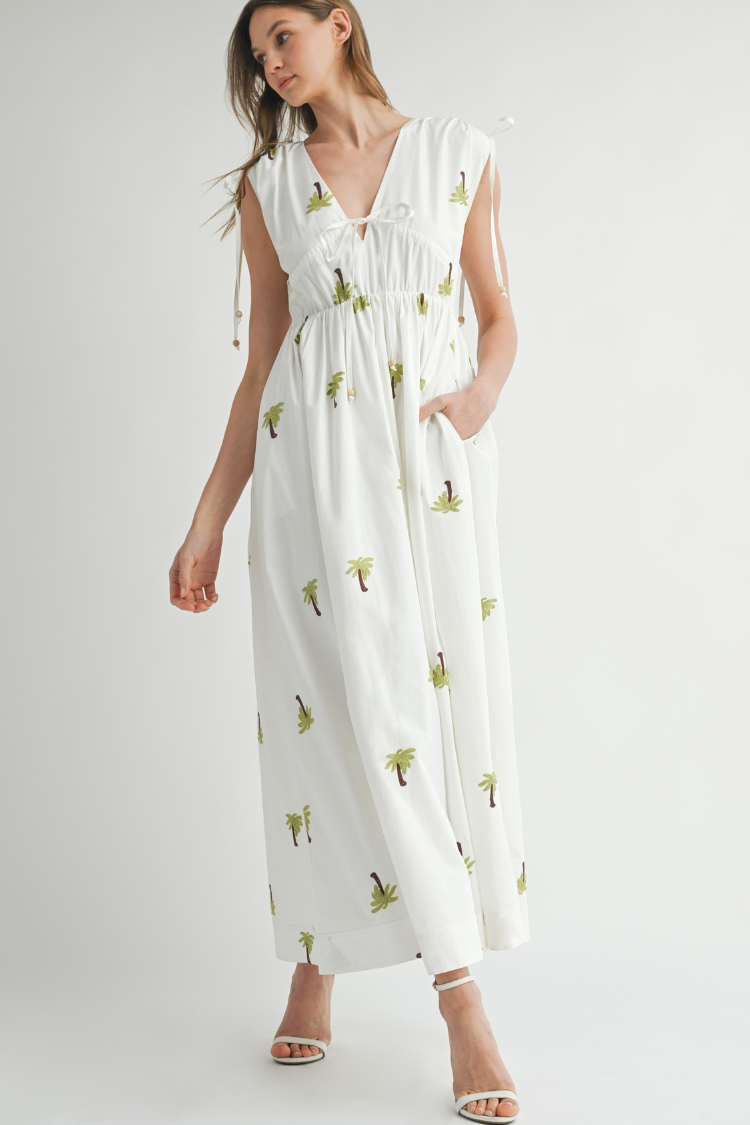 Paloma Palm Embroidered Midi Dress - Image 6