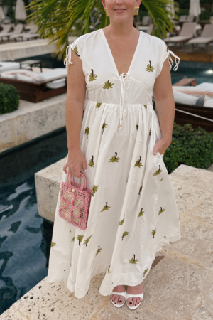Paloma Palm Embroidered Midi Dress