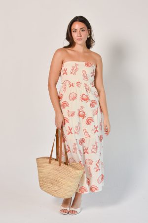 Kleo Shell Print Strapless Maxi Dress