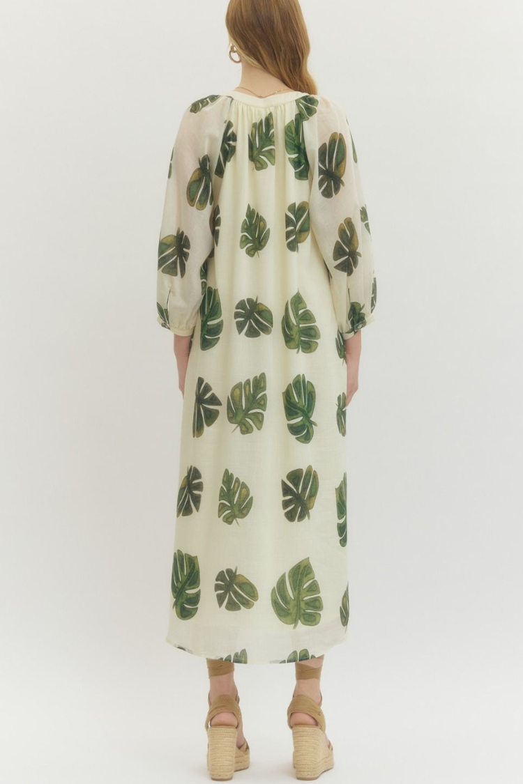 Tropical Escape Palm Print Midi Dress - Image 7