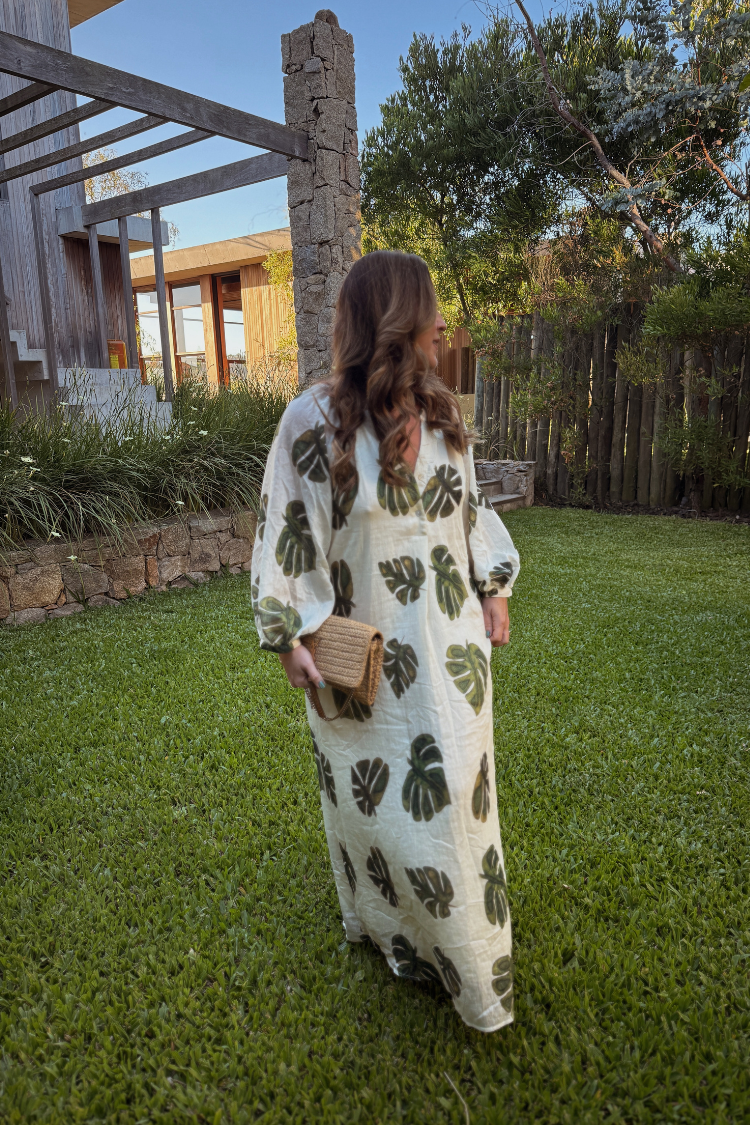 Tropical Escape Palm Print Midi Dress - Image 3