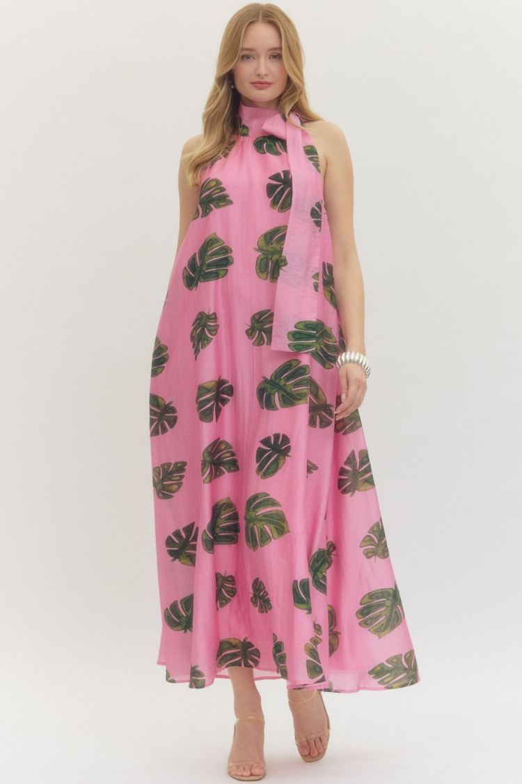 Tulum Nights Pink Palm Maxi Dress - Image 2