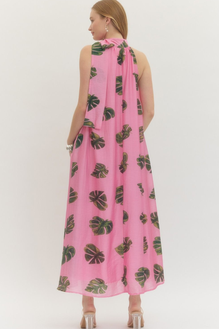 Tulum Nights Pink Palm Maxi Dress - Image 3