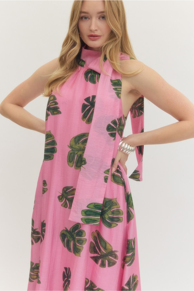 Tulum Nights Pink Palm Maxi Dress - Image 4