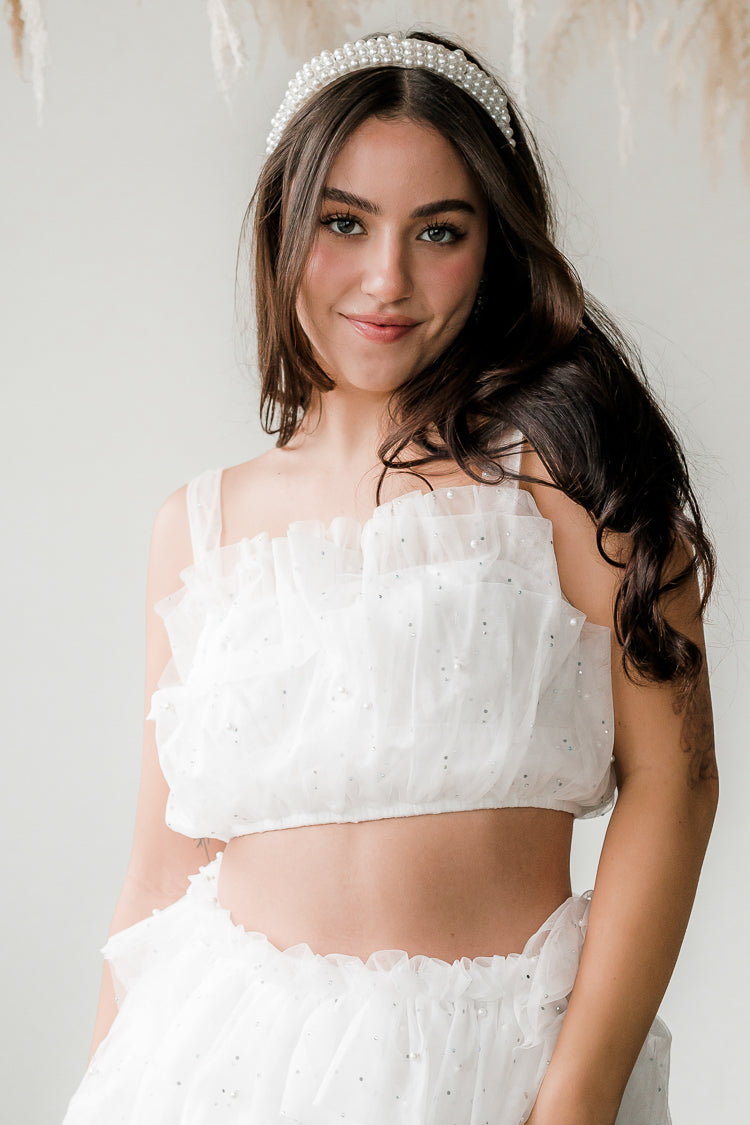 Paulina Pearl Studded Crop Top - Image 2
