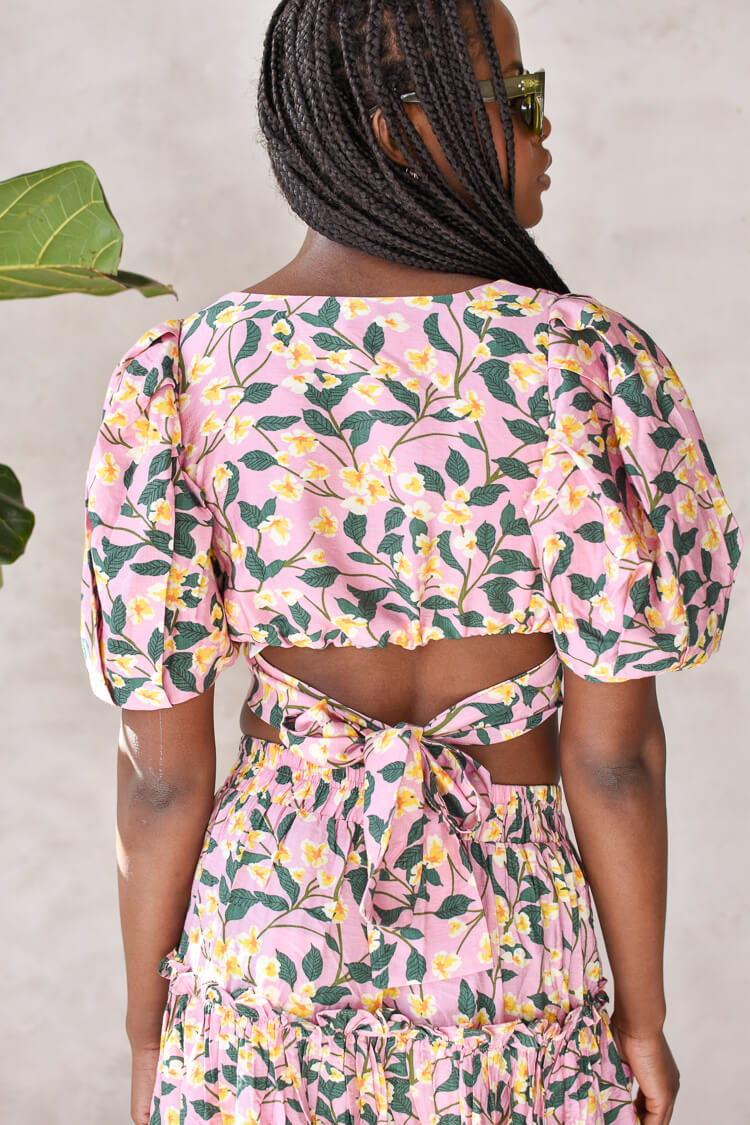 Pink Floral Crop Top - FINAL SALE - Image 2
