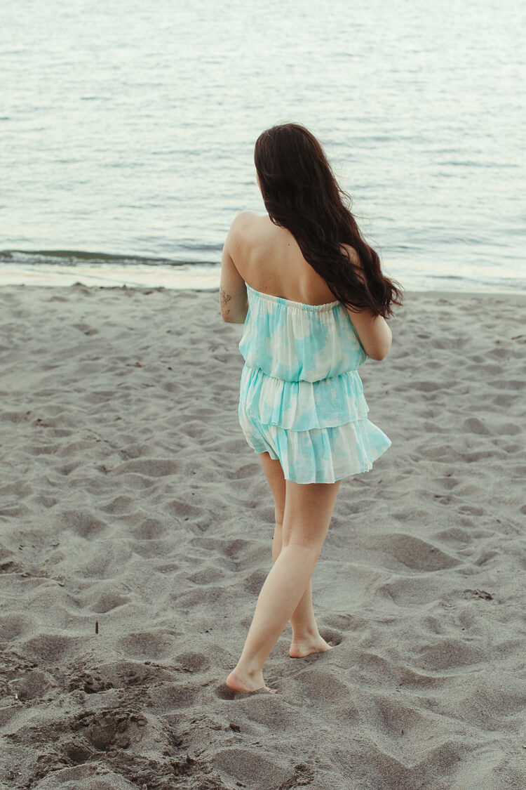 Isla Teal Watercolor Strapless Tube Top - FINAL SALE - Image 3